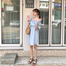 Load image into Gallery viewer, 2019 new women's bright shoulder dress changeable fairy waist slim temperament skirt